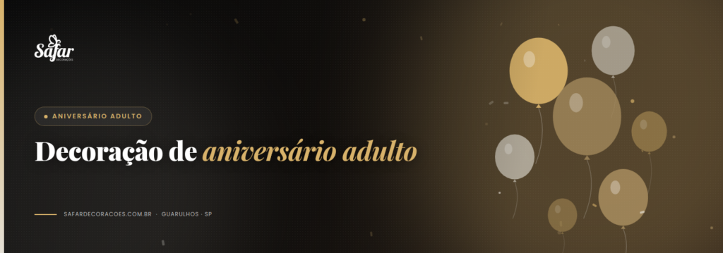 Decoração de aniversário adulto com paleta sóbria, velas, arranjos e mesa do bolo elegante